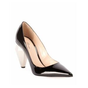 MARC JACOBS Womens Black Padded The Pump Pointed Toe Slip On Leather Heels 36